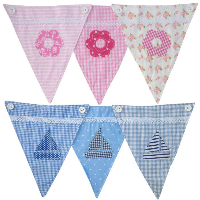 Fabric Applique Alphabet Bunting BLUE