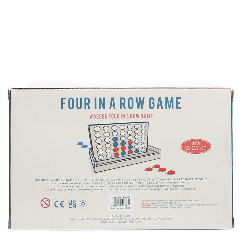 Traditional Wooden Four in a Row Game