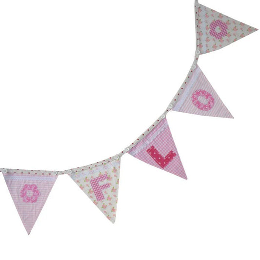 Fabric Applique Alphabet Bunting PINK