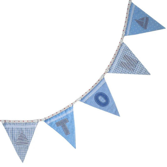 Fabric Applique Alphabet Bunting BLUE