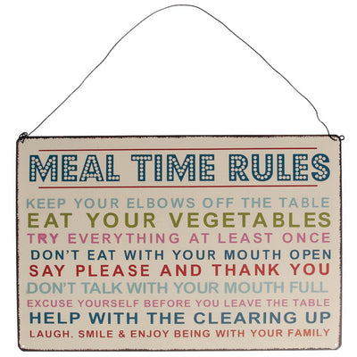 Meal Time Rules Metal Sign