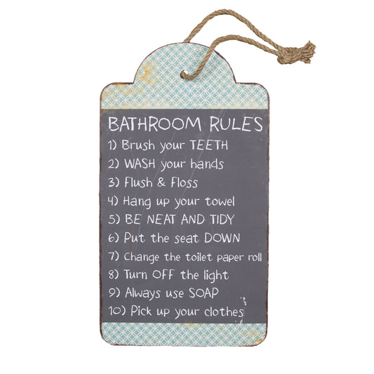 Bathroom Rules Hanging Sign