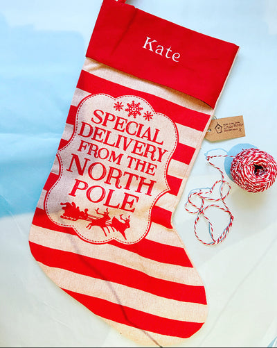 Personalised North Pole Christmas Stocking