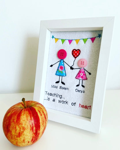 Personalised Teacher Button Duo Frame