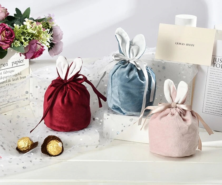 Personalised Bunny Ears Velvet Treat Bag