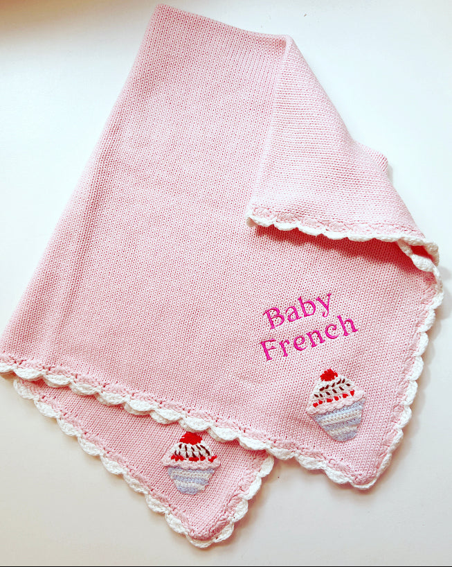 Cupcake Personalised Pram Blanket