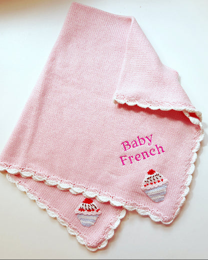 Cupcake Personalised Pram Blanket